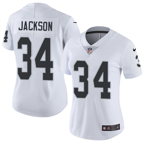 Nike Raiders #34 Bo Jackson White Women's Stitched NFL Vapor Untouchable Limited Jersey - Click Image to Close
